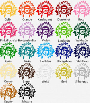 Wandtattoo Indianer Krieger – Mutiger Stammeskrieger mit Federschmuck Kriegshaube | Stilvoller Wandaufkleber - Sunnywall - Individualität trifft Design