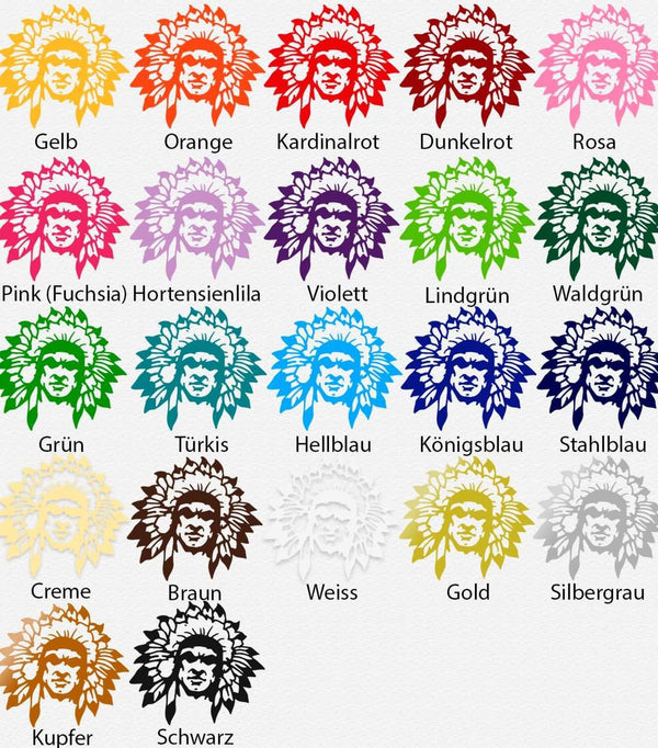 Wandtattoo Indianer Krieger – Mutiger Stammeskrieger mit Federschmuck Kriegshaube | Stilvoller Wandaufkleber - Sunnywall - Individualität trifft Design