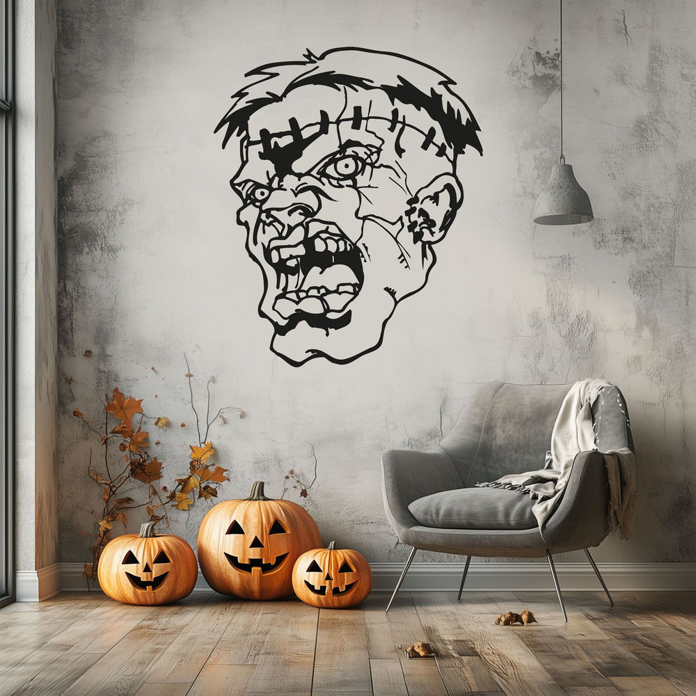 Wandtattoo Halloween – Dr. Frankensteins Monster Kopf | Gruseliger Wandaufkleber für die Halloween-Dekoration - Sunnywall - Individualität trifft Design