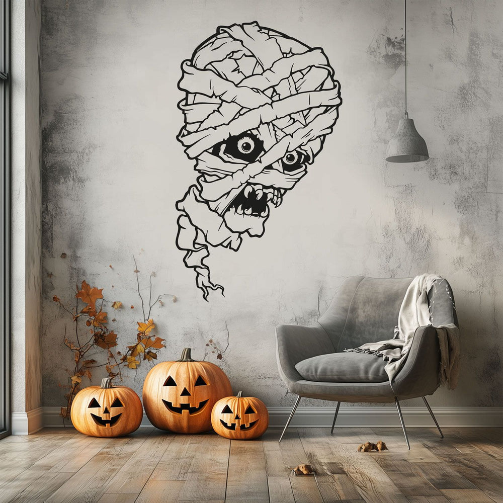 Wandtattoo Halloween Mumie – Mumien Kopf | Gruseliger Wandaufkleber für die Halloween-Dekoration - Sunnywall - Individualität trifft Design