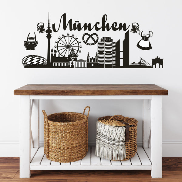 Wandtattoo Skyline Stadt MÜNCHEN Bayern Panorama Deutschland - Sunnywall - Individualität trifft Design