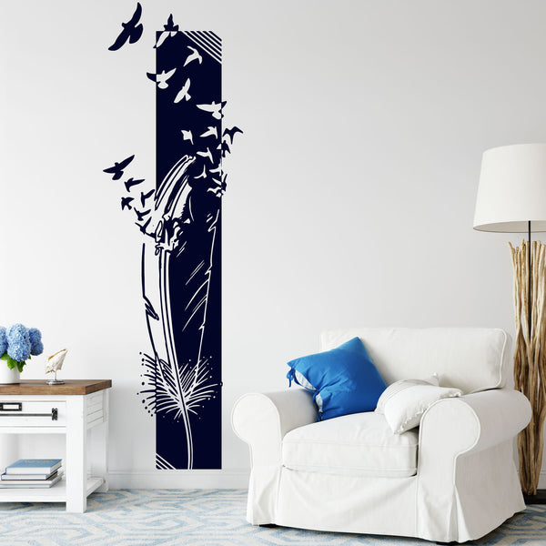 Wandtattoo Banner – Tauben mit großer Feder und Freiheitssymbol  | Wandaufkleber für ein Gefühl der Freiheit - Sunnywall - Individualität trifft Design