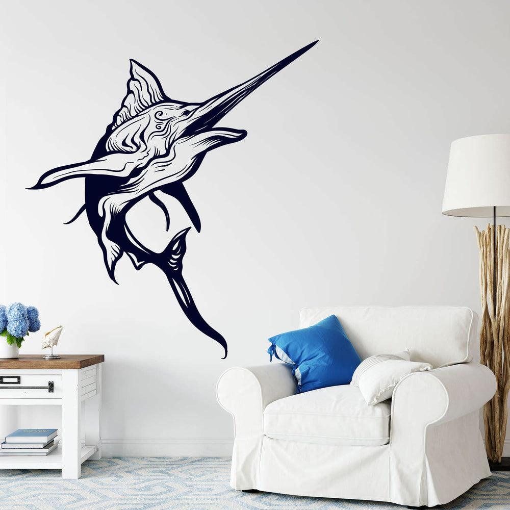 Wandtattoo Maritim – Majestätischer Schwertfisch in der Meereswelt | Wandaufkleber mit Ozean- und Meerestieren - Sunnywall - Individualität trifft Design