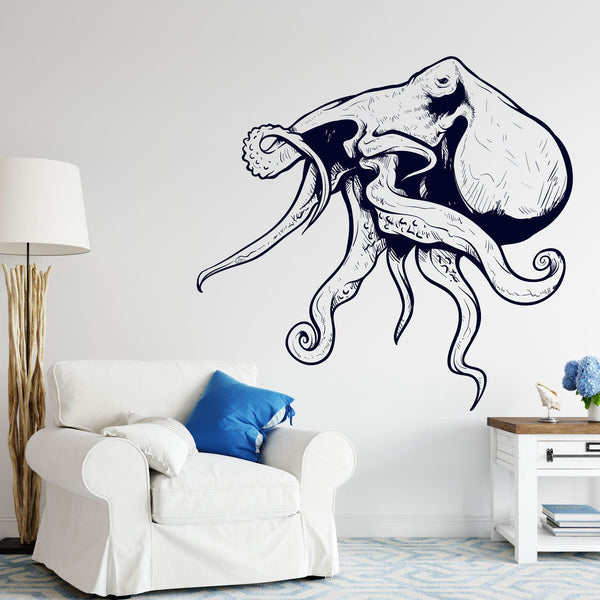 Wandtattoo Maritim – Majestätischer Oktopus in der Meereswelt | Wandaufkleber mit Ozean- und Meerestieren - Sunnywall - Individualität trifft Design
