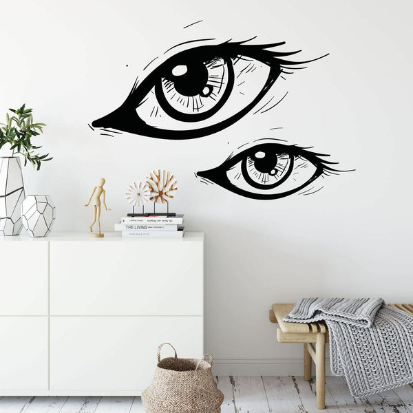 Wandtattoo Augen – Zwei ausdrucksstarke Augen im modernen Design | Wandaufkleber für kreative Wanddekoration Comic Style - Sunnywall - Individualität trifft Design