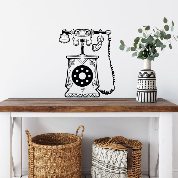 Wandtattoo Retro Telefon – Vintage Telefon mit Wahlscheibe | Nostalgischer Wandaufkleber im Retro-Design - Sunnywall - Individualität trifft Design