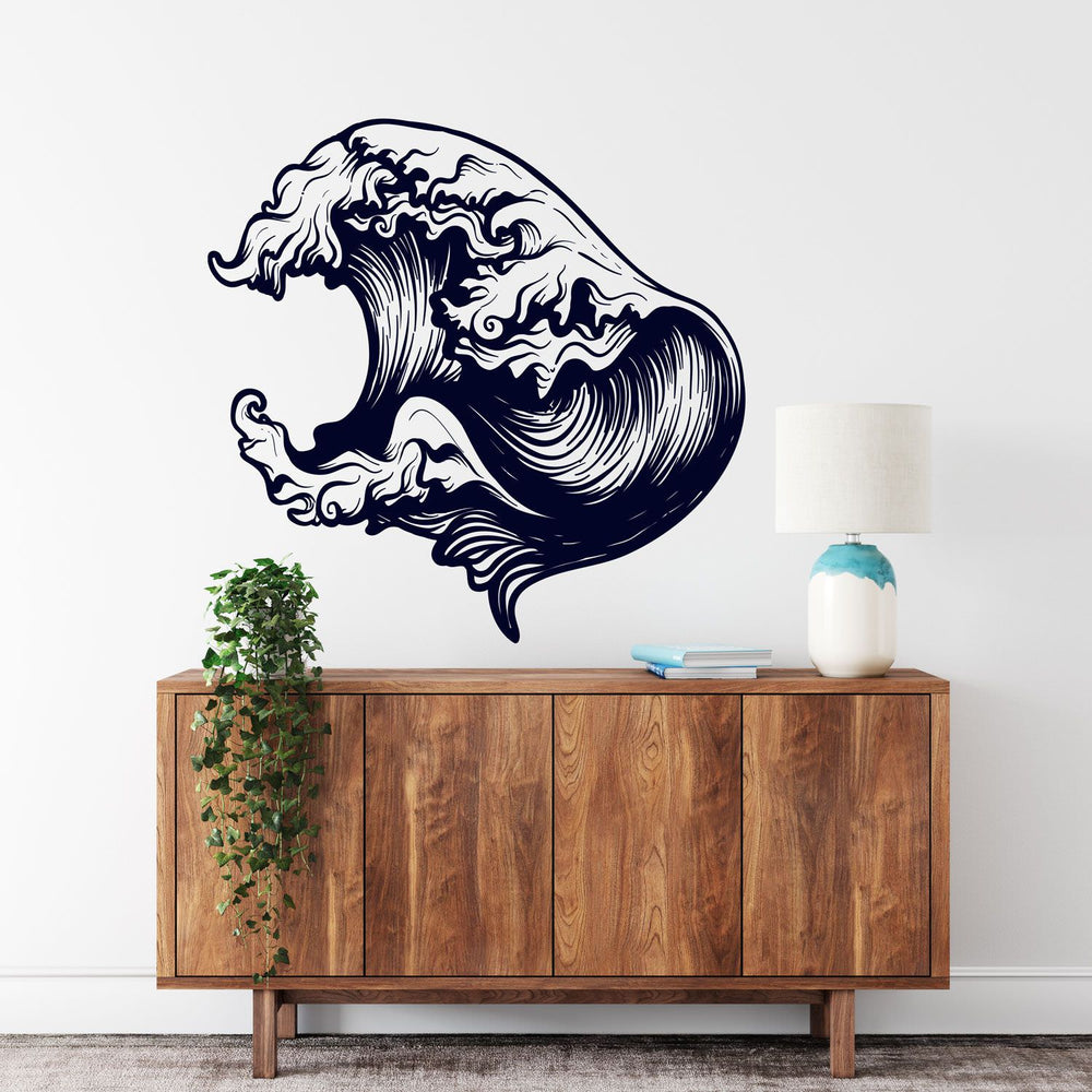 Wandtattoo Maritim Tsunami Welle - Surfer Welle - Wandaufkleber | Wanddekoration Wandmotiv für Freunde der großen Welle - Sunnywall - Individualität trifft Design