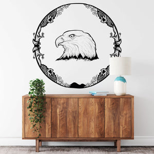 Wandtattoo Weißkopfadler – Majestätischer Adler im floralen Rundornament | Eleganter Jugendstil-Wandaufkleber - Sunnywall - Individualität trifft Design