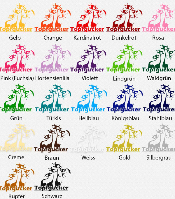 Wandtattoo Schriftzug Topfgucker – Giraffen & Katze mit Regenschirm | Lustiger Wandaufkleber für die Küche - Sunnywall - Individualität trifft Design