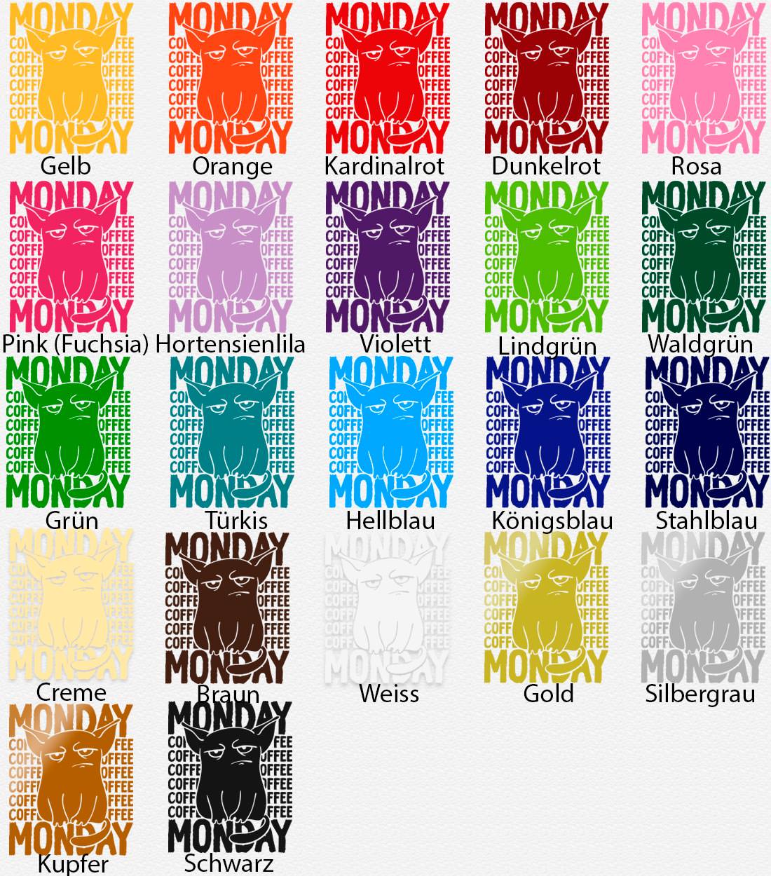 Wandtattoo Monday Katze  – Lustiges Monday-Motiv für Kaffeeliebhaber | Wandaufkleber für Büro Montag - Sunnywall - Individualität trifft Design