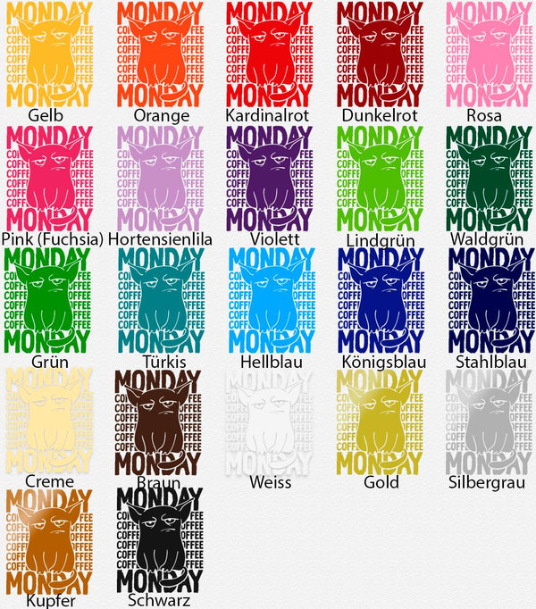 Wandtattoo Monday Katze  – Lustiges Monday-Motiv für Kaffeeliebhaber | Wandaufkleber für Büro Montag - Sunnywall - Individualität trifft Design