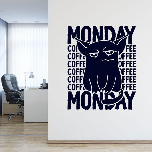 Wandtattoo Monday Katze  – Lustiges Monday-Motiv für Kaffeeliebhaber | Wandaufkleber für Büro Montag - Sunnywall - Individualität trifft Design