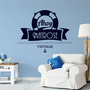 Wandtattoo Maritim - Nautical Ahoy Matrose Vintage Anker Nautical-Style | Wandaufkleber für Ozean- & Meeresliebhaber - Sunnywall - Individualität trifft Design