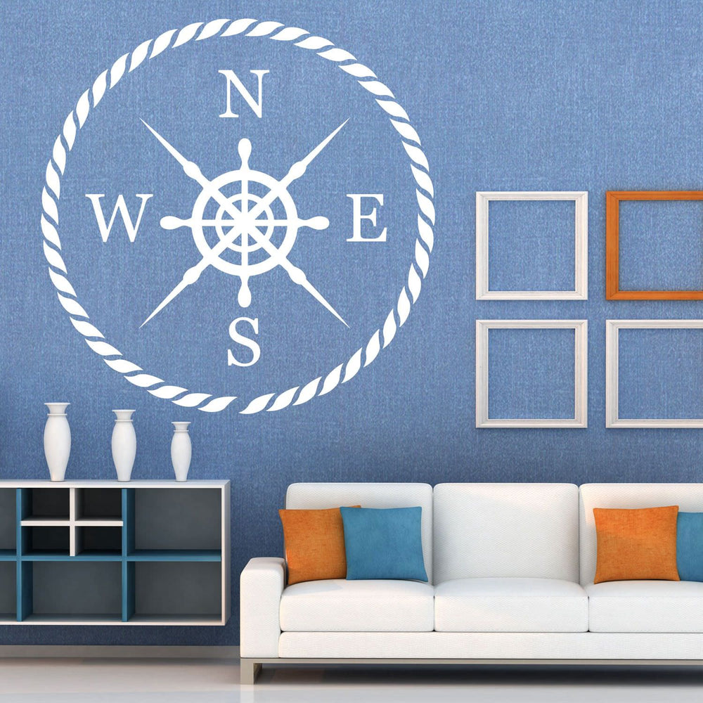 Wandtattoo Maritim – Windrose Tau Seil Kompass | Nautik Wandaufkleber für Ozean- & Meeresliebhaber - Sunnywall - Individualität trifft Design