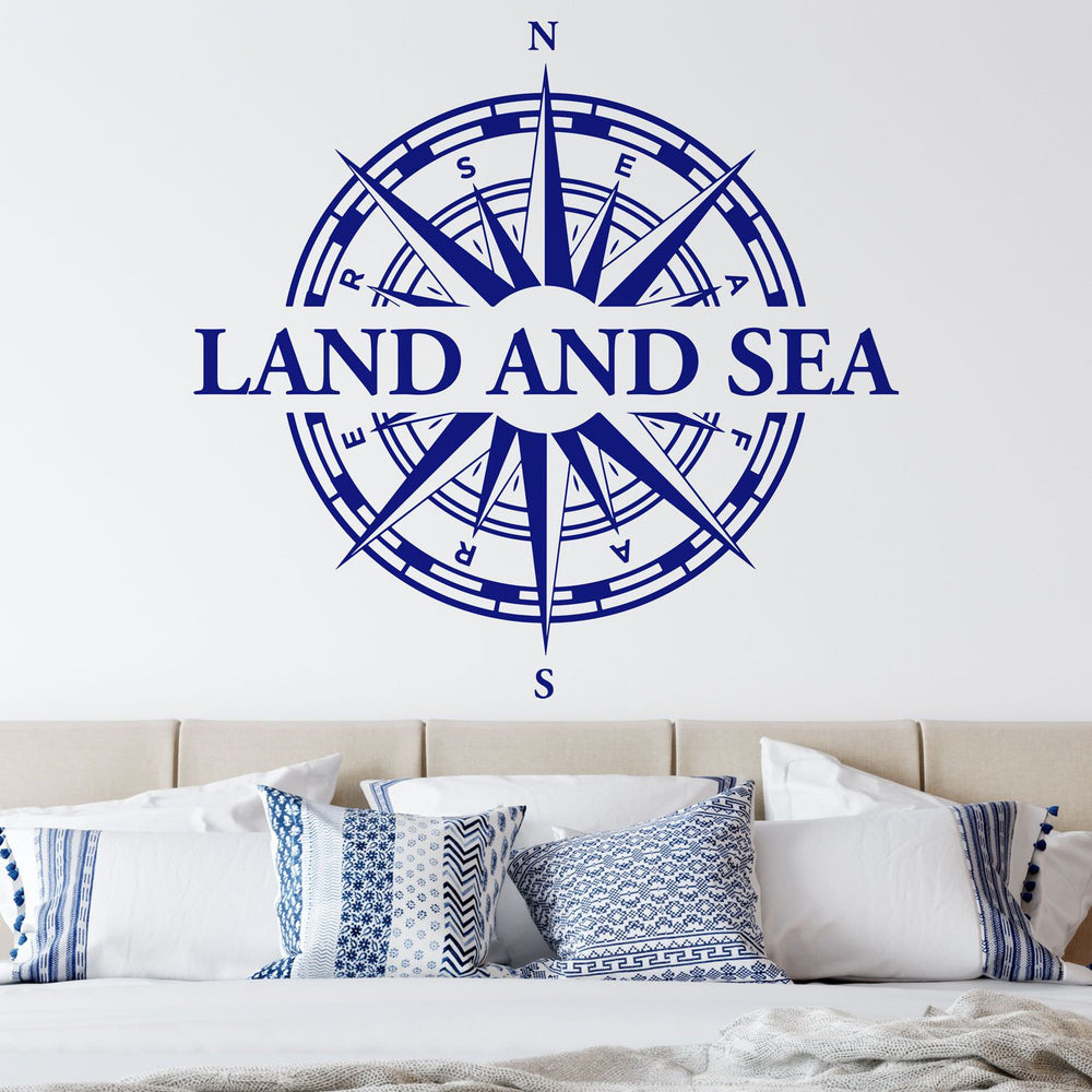 Wandtattoo Maritim - Kompass Land and Sea Windrose Nautical-Style | Wandaufkleber für Ozean- & Meeresliebhaber - Sunnywall - Individualität trifft Design