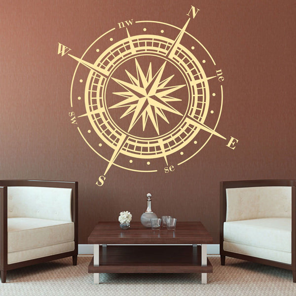 Wandtattoo Maritim - Kompass Windrose Nautical-Style | Wandaufkleber für Ozean- & Meeresliebhaber - Sunnywall - Individualität trifft Design