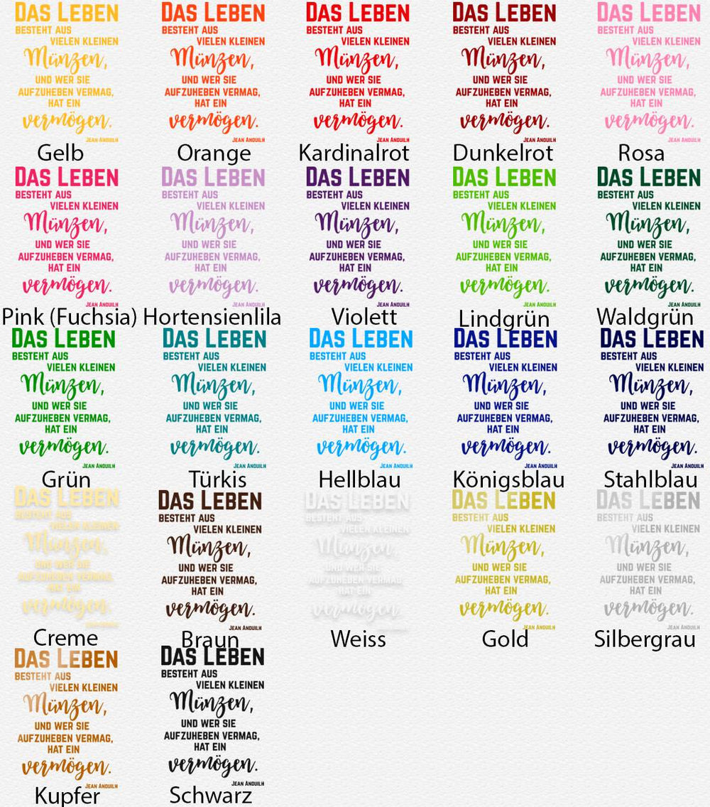 Wandtattoo Spruch - Das Leben besteht aus vielen kleinen Münzen | Inspirierender Wandaufkleber Wandspruch - Sunnywall - Individualität trifft Design