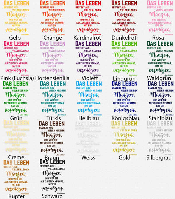 Wandtattoo Spruch - Das Leben besteht aus vielen kleinen Münzen | Inspirierender Wandaufkleber Wandspruch - Sunnywall - Individualität trifft Design