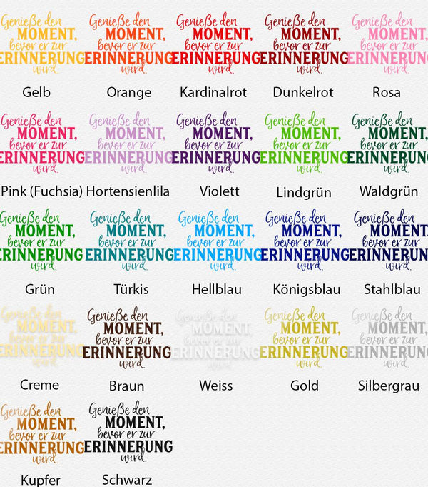 Wandtattoo Spruch - Genieße den Moment, bevor er zur Erinnerung wird  | Inspirierender Wandaufkleber Wandspruch - Sunnywall - Individualität trifft Design
