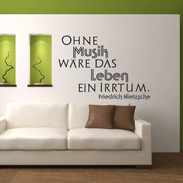 Wandtattoo Spruch - Ohne Musik wäre das Leben ein Irrtum - Friedrich Nietzsche | Inspirierender Wandaufkleber Wandspruch - Sunnywall - Individualität trifft Design
