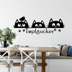Wandtattoo Topfgucker – Neugierige Katze mit Vogel | Lustiger Wandaufkleber für Tierliebhaber & Küche - Sunnywall - Individualität trifft Design