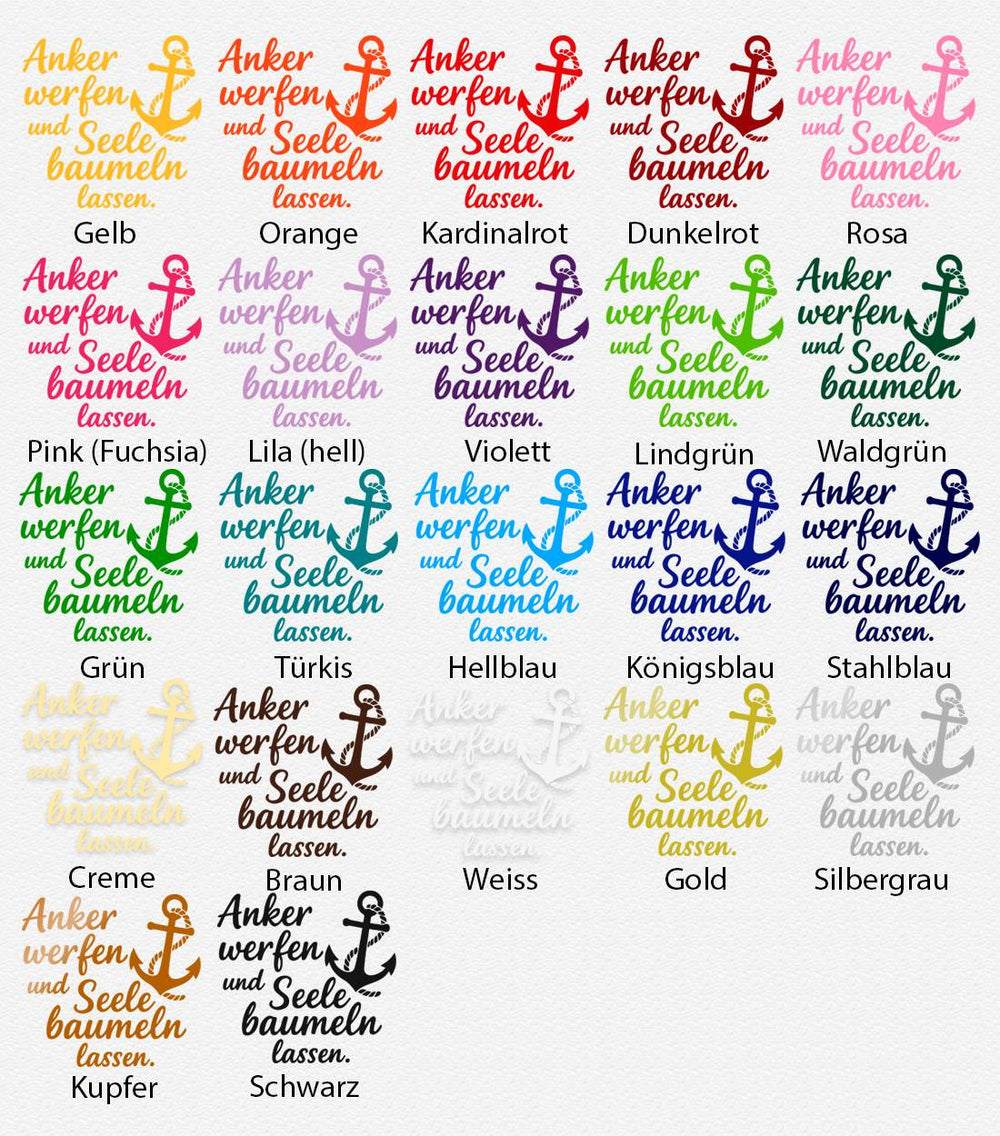 Wandtattoo Anker werfen und Seele baumeln lassen – Maritim Wandsticker Anker Deko für Wohnzimmer, Schlafzimmer & Bad