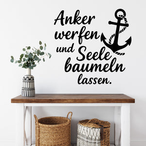 Wandtattoo Anker werfen und Seele baumeln lassen – Maritim Wandsticker Anker Deko für Wohnzimmer, Schlafzimmer & Bad