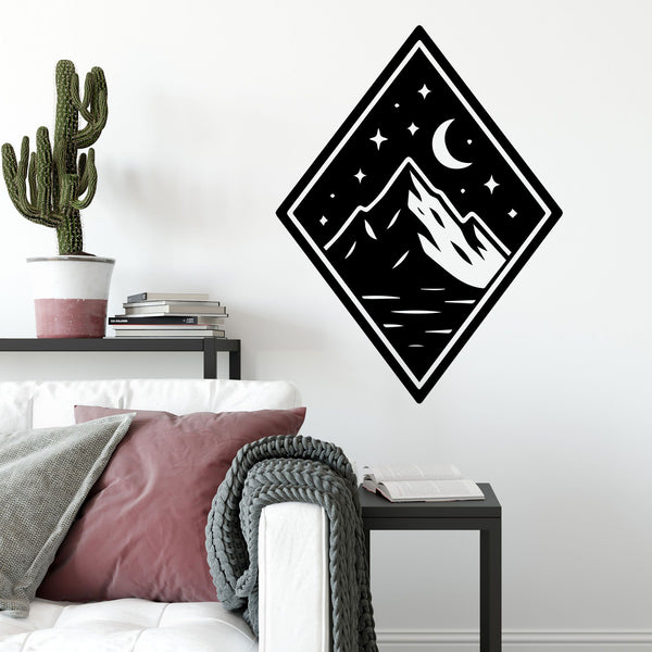 Wandtattoo Berg Mond – Natur Deko mit Sternen für dein Zuhause