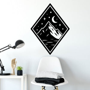 Wandtattoo Berg Mond – Natur Deko mit Sternen für dein Zuhause