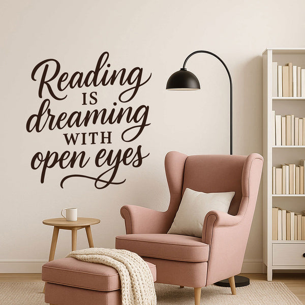Wandtattoo Spruch Bücher Englisch – „Reading is dreaming with open eyes“