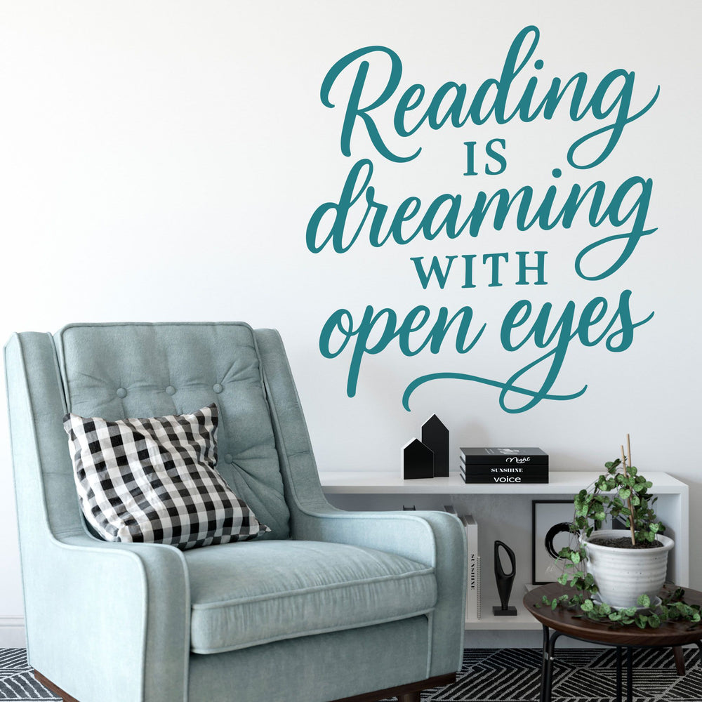 Wandtattoo Spruch Bücher Englisch – „Reading is dreaming with open eyes“