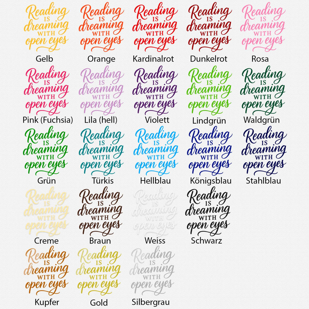 Wandtattoo Spruch Bücher Englisch – „Reading is dreaming with open eyes“