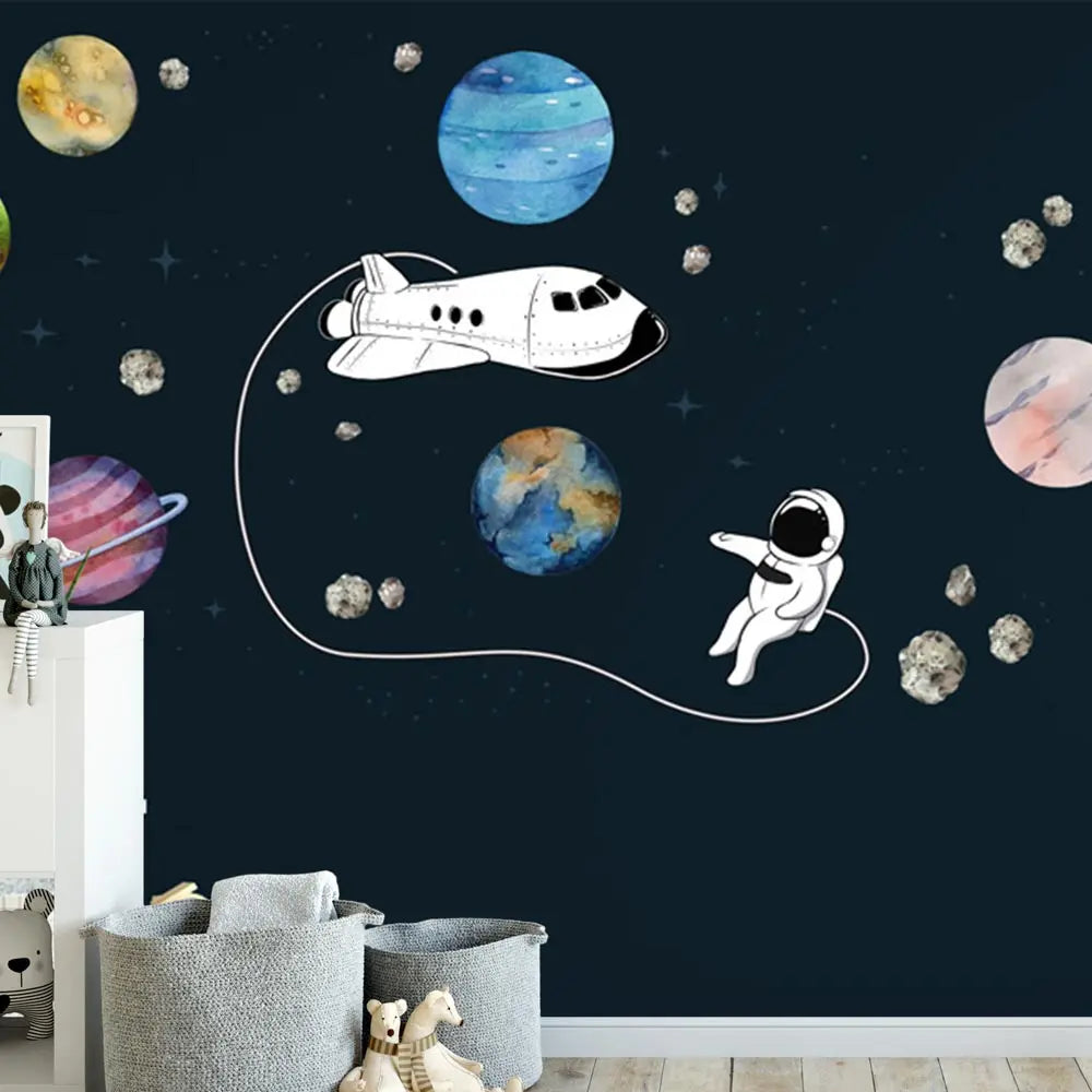 Astronaut Raumschiff im All - Weltraum Wandtattoo Kollektion - Wandaufkleber Sunnywall