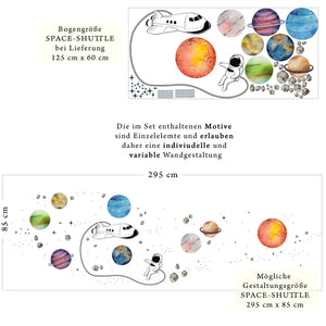 Astronaut Raumschiff im All - Weltraum Wandtattoo Kollektion - Wandaufkleber Sunnywall