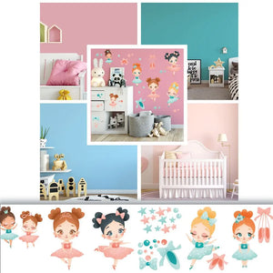 Ballerina - Wandtattoo Kinderzimmer Baby Wandaufkleber - 6 x A4 Set Sunnywall