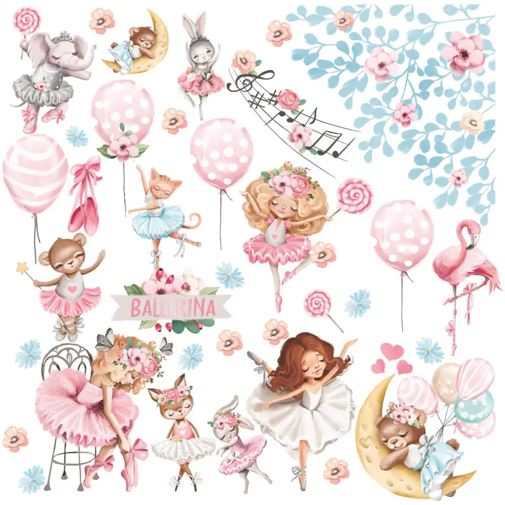 Ballerina Wandtattoo XXL Set | Kinderzimmer Aufkleber bunt Wanddeko Sunnywall
