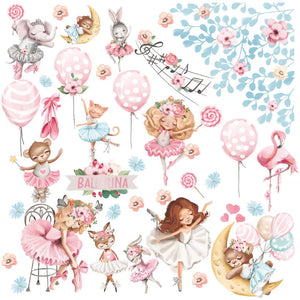 Ballerina Wandtattoo XXL Set | Kinderzimmer Aufkleber bunt Wanddeko Sunnywall
