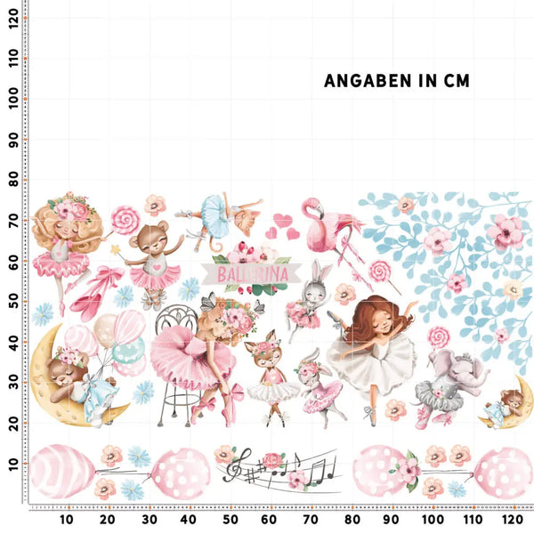 Ballerina Wandtattoo XXL Set | Kinderzimmer Aufkleber bunt Wanddeko Sunnywall