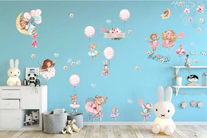 Ballerina Wandtattoo XXL Set | Kinderzimmer Aufkleber bunt Wanddeko Sunnywall