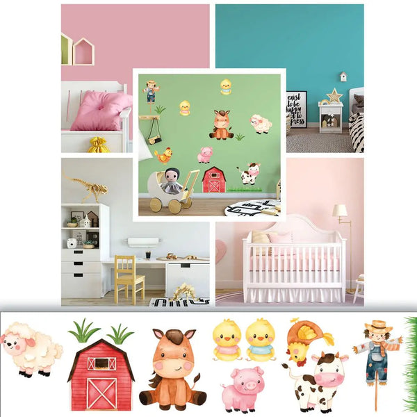 Bauernhof Tiere - Wandtattoo Kinderzimmer Baby Wandaufkleber - 6 x A4 Set Sunnywall