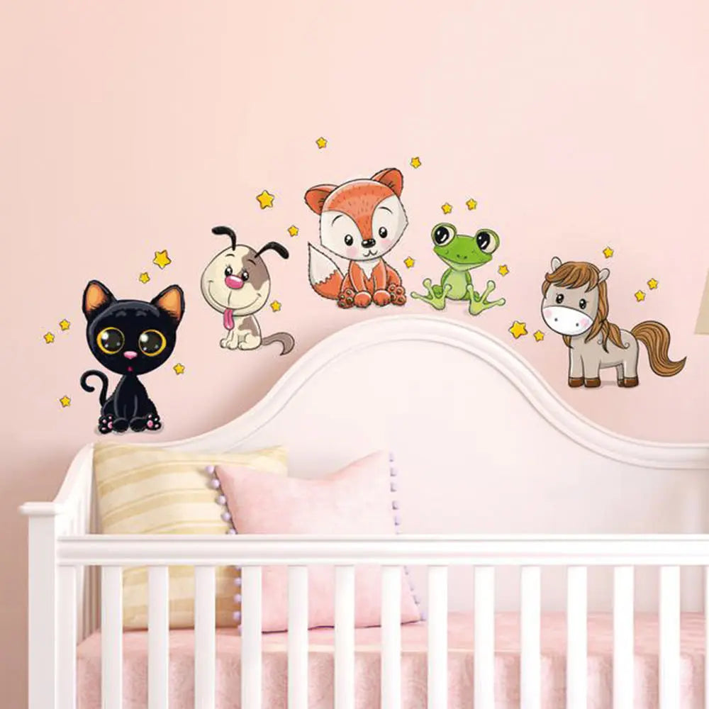 Cartoon Animals Set 3  - Hund, Katze, Fuchs & Co.  Wandtattoo Kinderzimmer Baby Wandaufkleber Sunnywall