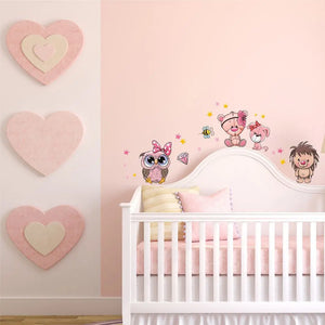 Cartoon Animals Set 4 - Hund, Eule, Igel & Co.  Wandtattoo Kinderzimmer Baby Wandaufkleber Sunnywall