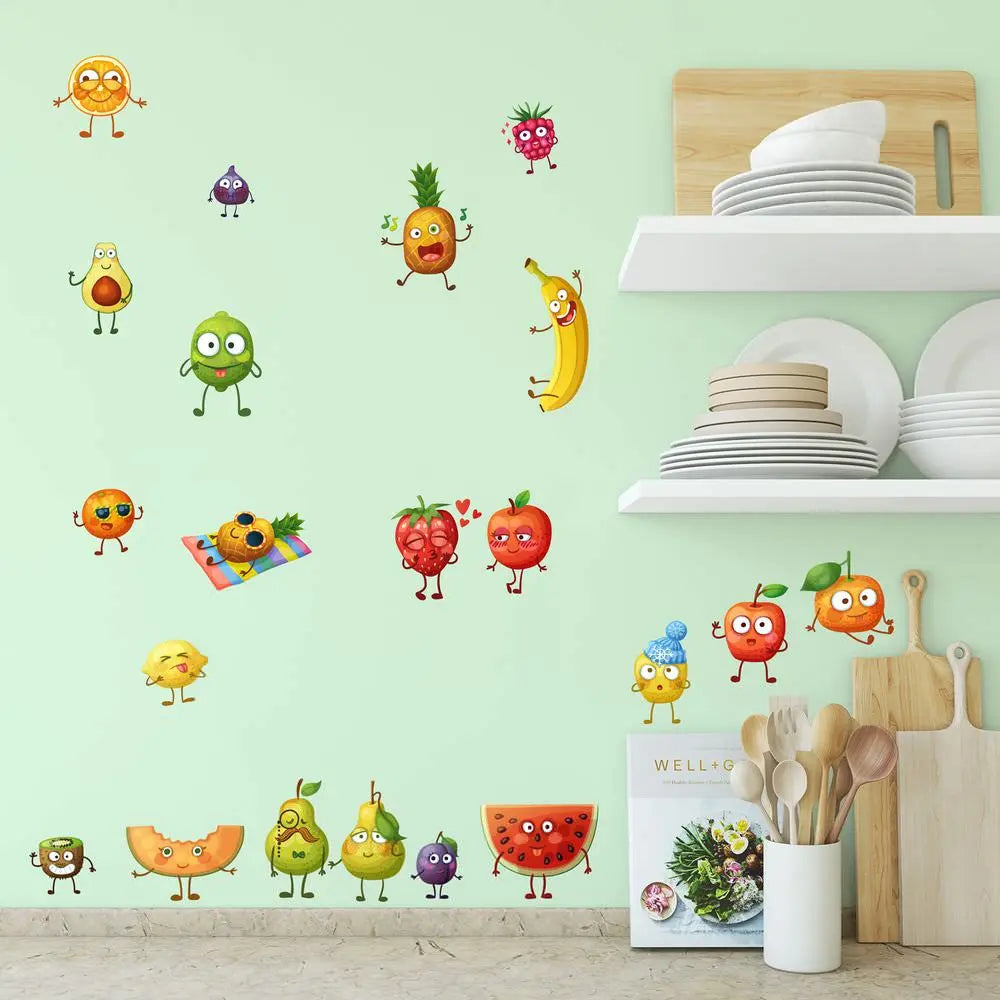Comic Fruits - Wandtattoo Kinderzimmer Küche Wandaufkleber Sunnywall
