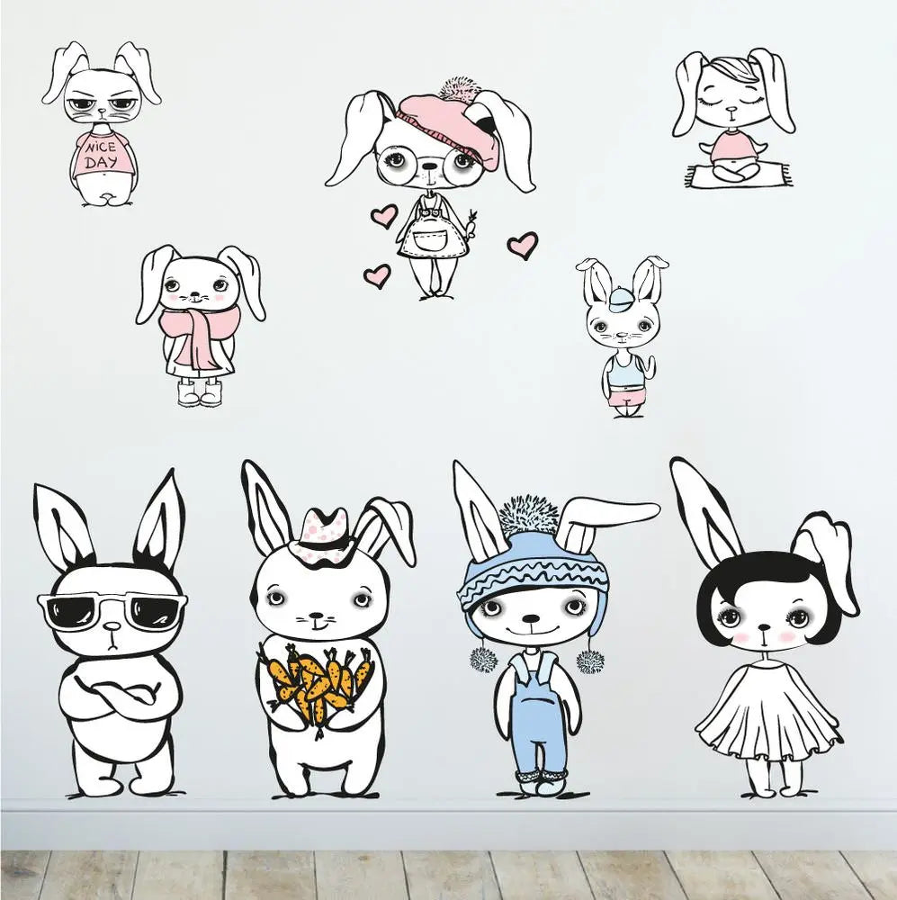 Cool Rabbit Hasen - Wandtattoo Kinderzimmer Baby Wandaufkleber Sunnywall