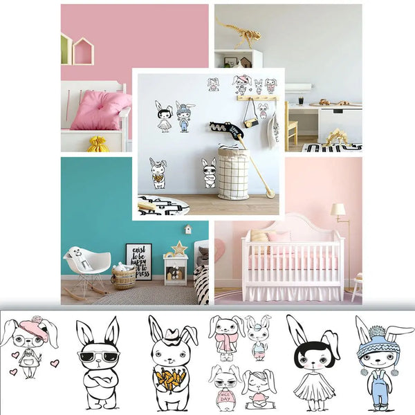 Cool Rabbit Hasen - Wandtattoo Kinderzimmer Baby Wandaufkleber Sunnywall