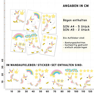 Cute Unicorn Einhorn - Wandtattoo Kinderzimmer Baby Wandaufkleber Sunnywall