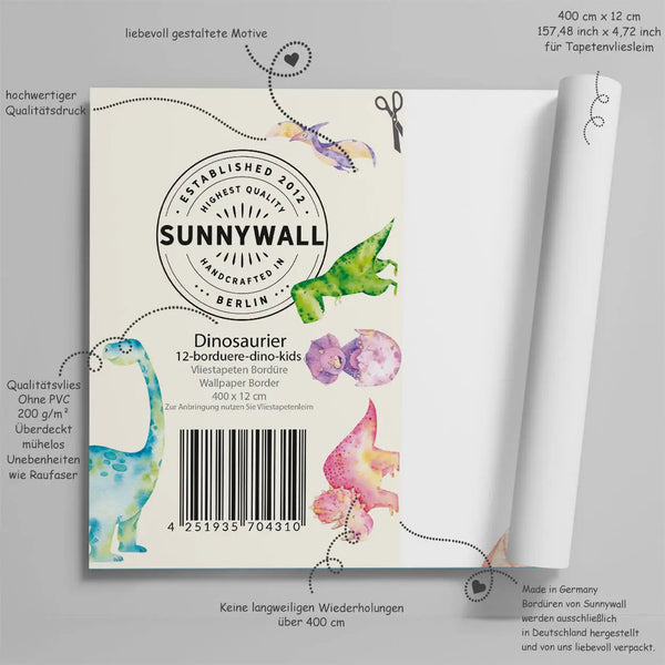 Dinosaurier Dino Kids Bordüre Wandbordüre Sunnywall