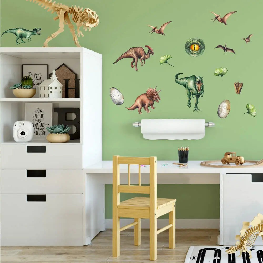 Dinosaurier Real - Wandtattoo Kinderzimmer Baby Wandaufkleber - 6 x A4 Set Sunnywall