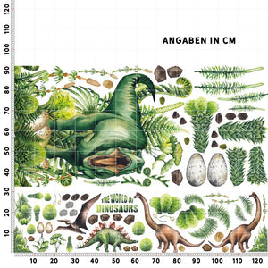 Dinosaurier T - Rex Wandtattoo XXL Set | Kinderzimmer Aufkleber bunt Wanddeko Sunnywall