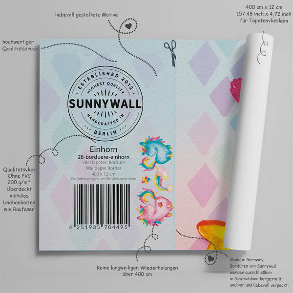 Einhorn Bordüre Wandbordüre Sunnywall